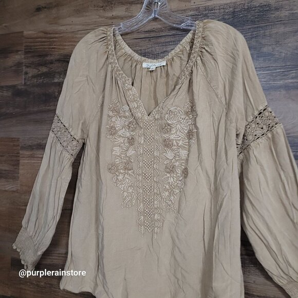 Solitare Floral Embroidered Top L Crochet Lace Coquette Ethereal Country Girl - Picture 2 of 12